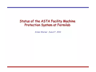 Status of the ASTA Facility Machine Protection System at  Fermilab