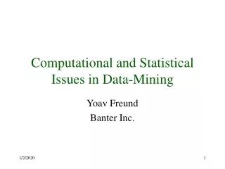 Computational and Statistical Issues in Data-Mining
