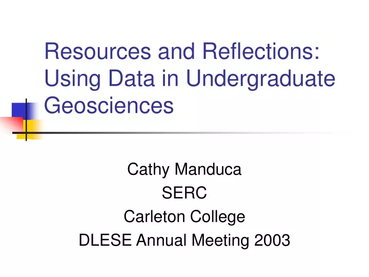 resources and reflections using data in undergraduate geosciences