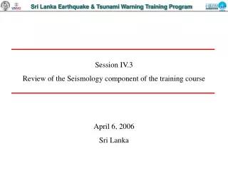 Sri Lanka Earthquake &amp; Tsunami Warning Training Program