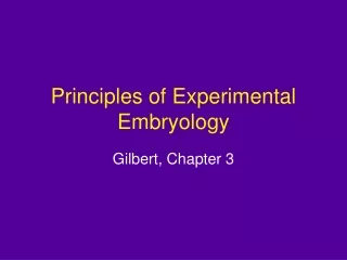 Principles of Experimental Embryology