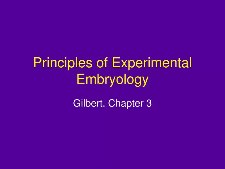 principles of experimental embryology