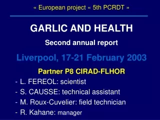 « European project « 5th PCRDT »