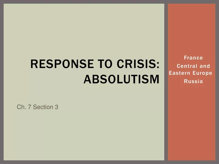 response to crisis absolutism