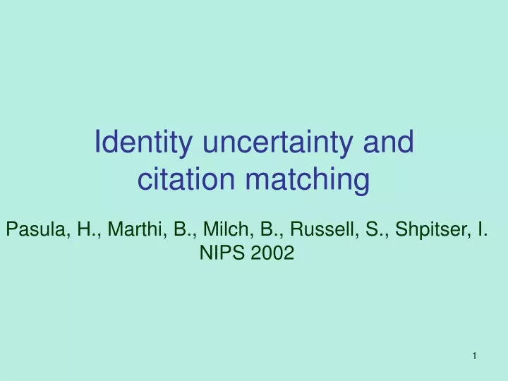 identity uncertainty and citation matching