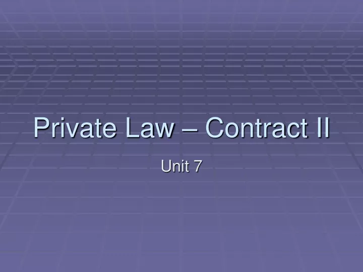 private law contract ii