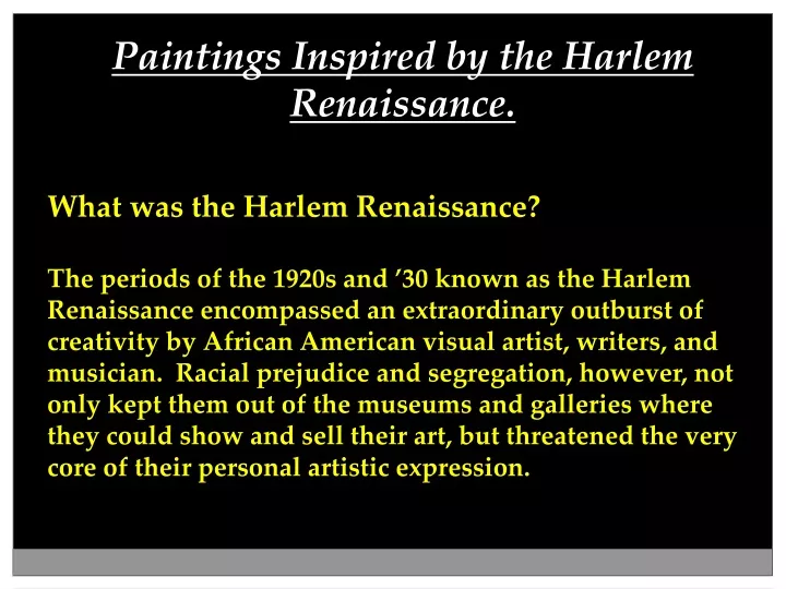 paintings inspired by the harlem renaissance what