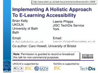 Implementing A Holistic Approach To E-Learning Accessibility