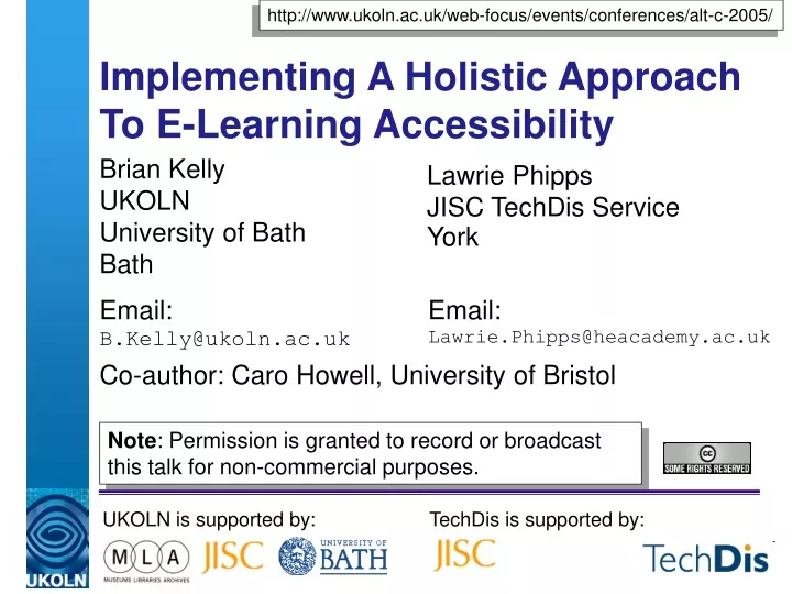 implementing a holistic approach to e learning accessibility