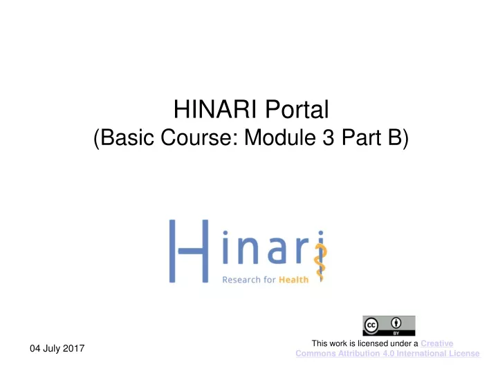 hinari portal basic course module 3 part b