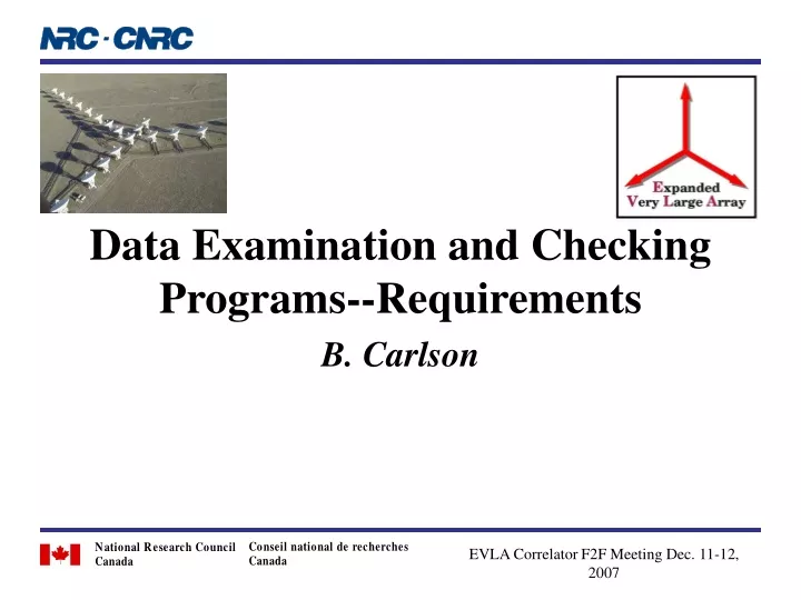 data examination and checking programs requirements b carlson