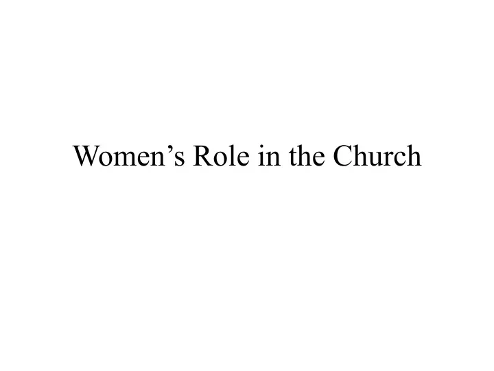 women s role in the church