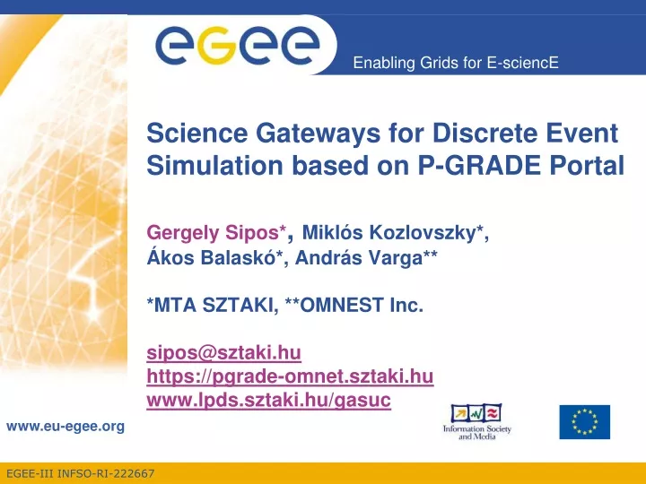 science gateways for discrete event simulation