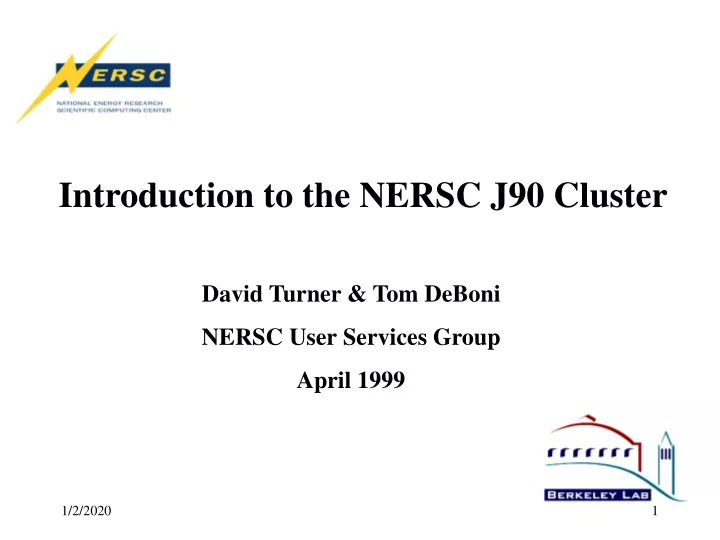 introduction to the nersc j90 cluster
