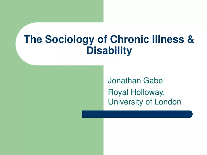 the sociology of chronic illness disability
