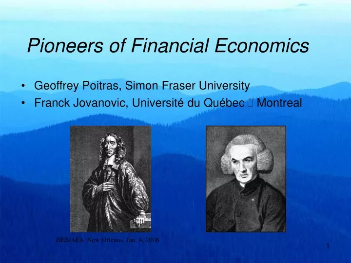 pioneers of financial economics