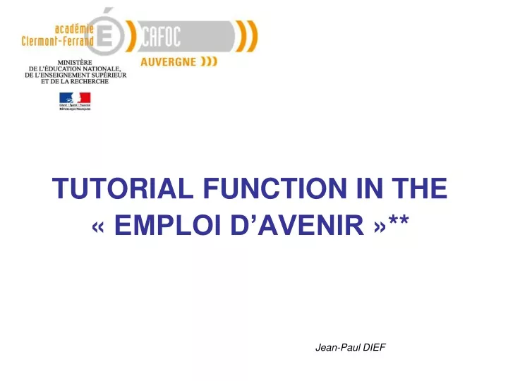 tutorial function in the emploi d avenir