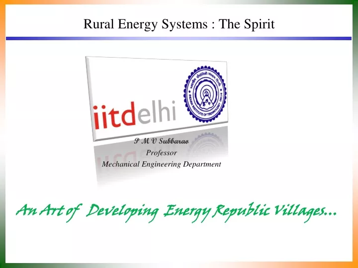 rural energy systems the spirit
