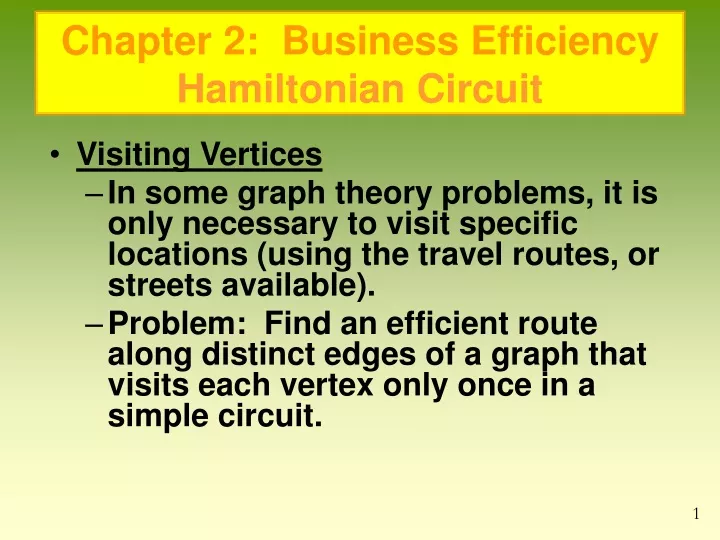 chapter 2 business efficiency hamiltonian circuit