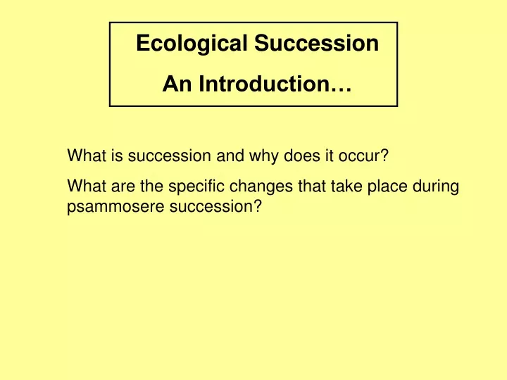 ecological succession an introduction