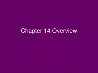 Chapter 14 Overview