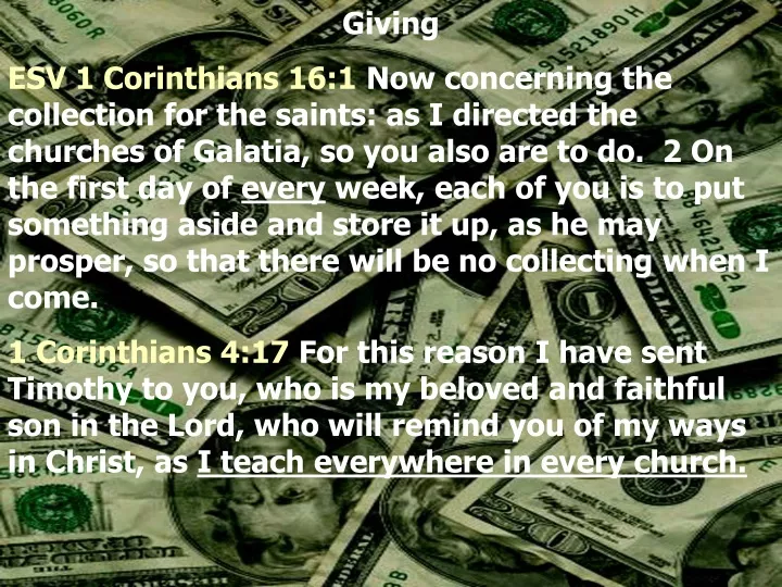 giving esv 1 corinthians 16 1 now concerning