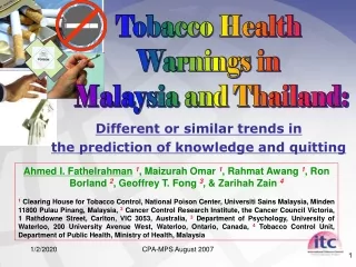 Tobacco Health  Warnings in  Malaysia and Thailand: