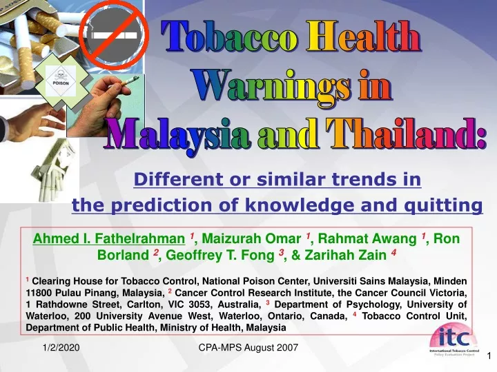tobacco health warnings in malaysia and thailand