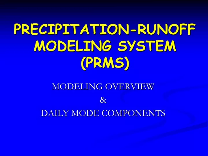 precipitation runoff modeling system prms