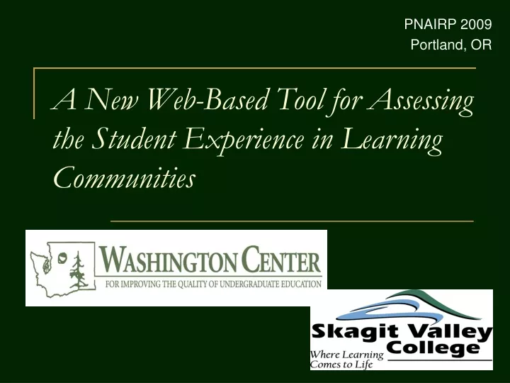 a new web based tool for assessing the student experience in learning communities