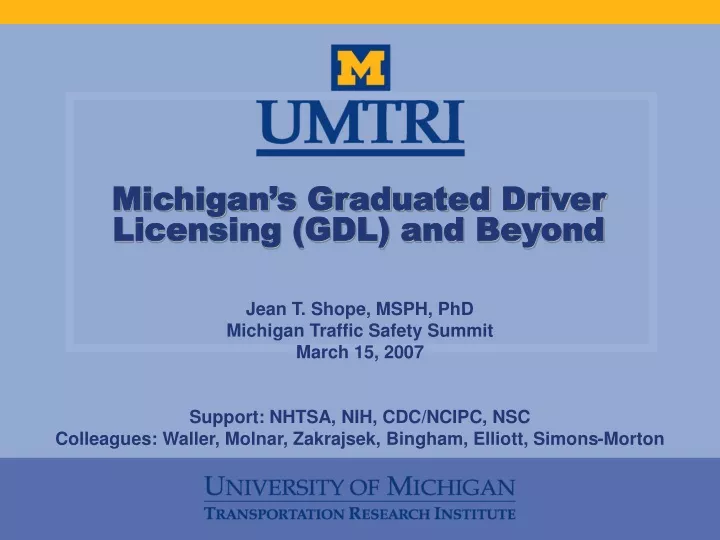 michigan s graduated driver licensing gdl and beyond