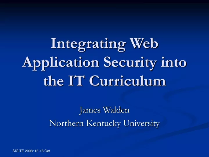 integrating web application security into the it curriculum