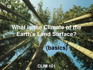 What is the Climate of the Earth’s Land Surface? (basics)