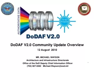 DoDAF V2.0 Community Update  Overview 12 August  2010