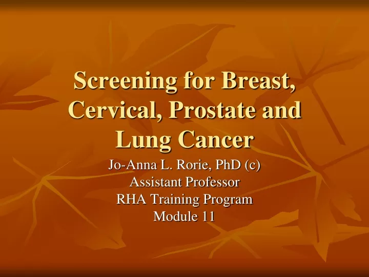 screening for breast cervical prostate and lung cancer