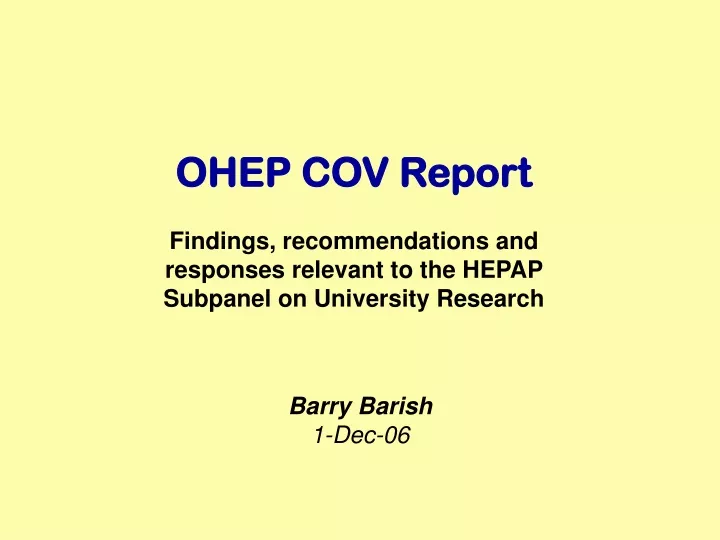 ohep cov report