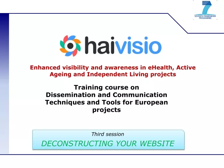 training course on dissemination and communication techniques and tools for european projects