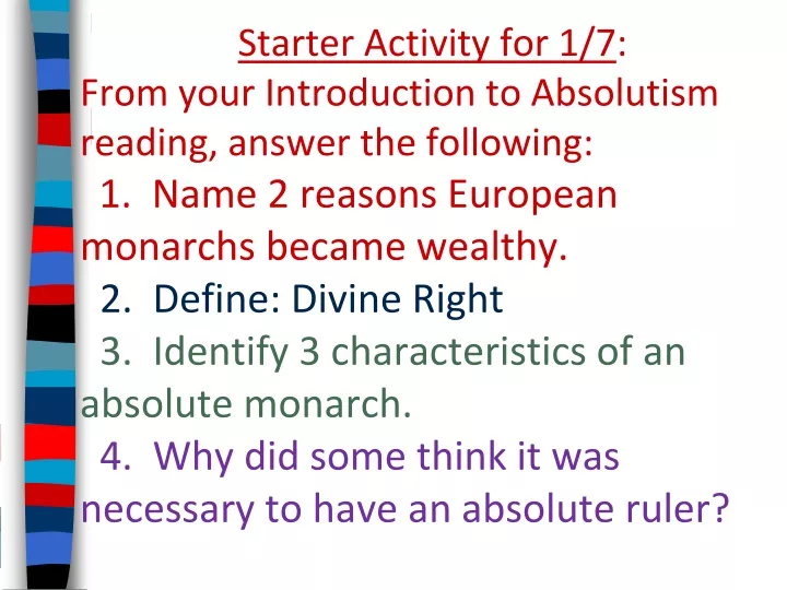 starter activity for 1 7 from your introduction