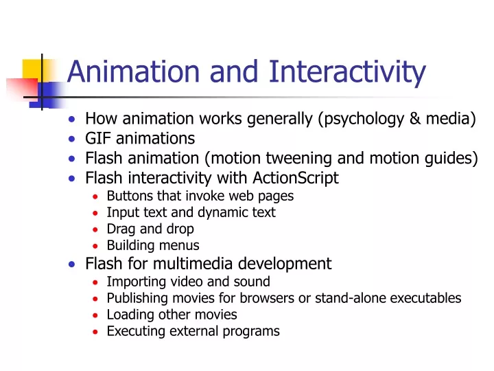 animation and interactivity