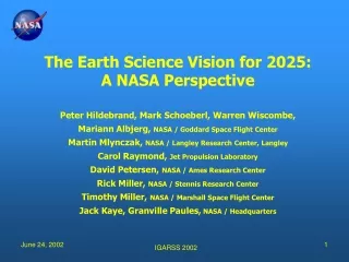 The Earth Science Vision for 2025:  A NASA Perspective