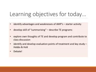 Learning objectives for today…