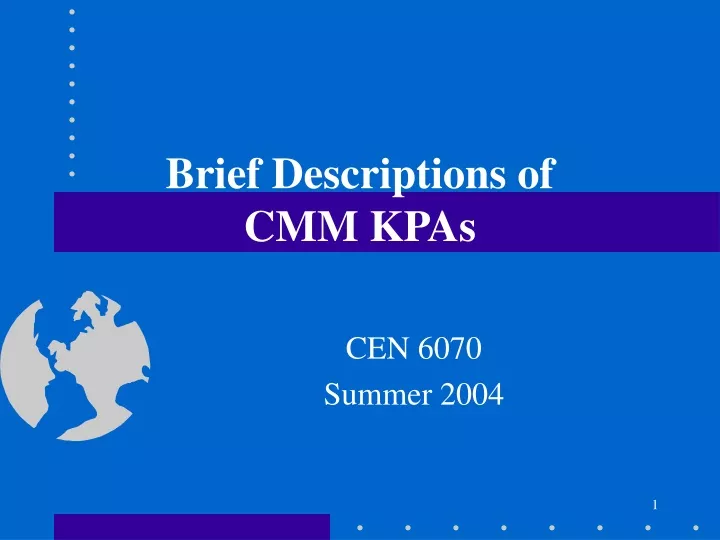 brief descriptions of cmm kpas