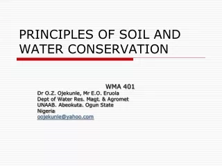 PRINCIPLES OF SOIL AND WATER CONSERVATION