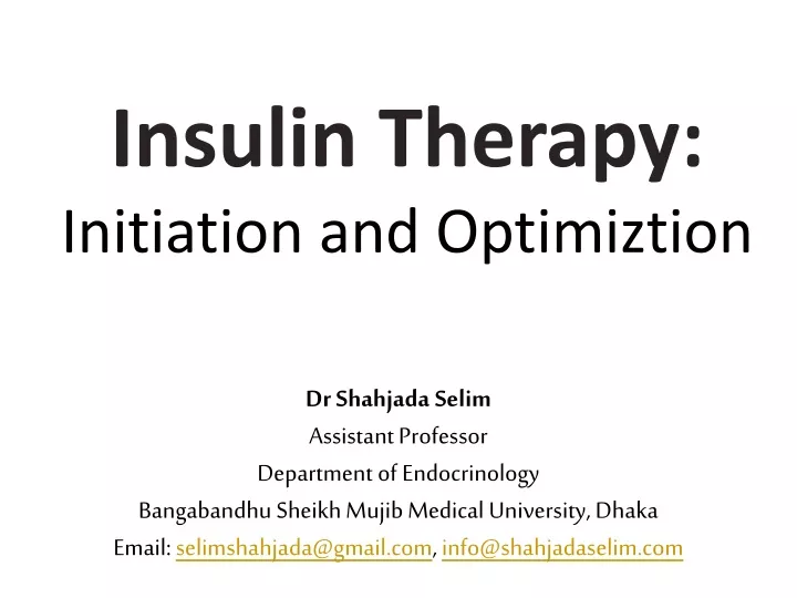 insulin therapy initiation and optimiztion