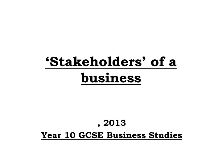 stakeholders of a business