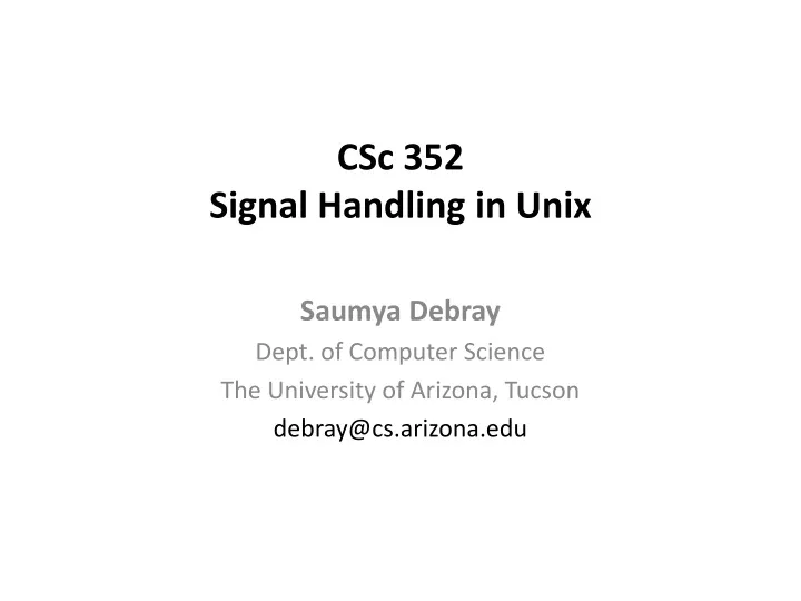 csc 352 signal handling in unix