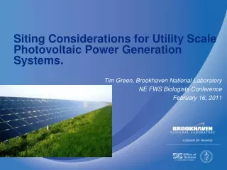 Siting Considerations for Utility Scale Photovoltaic Power Generation Systems.