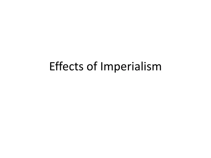 effects of imperialism