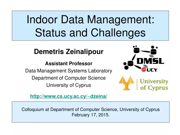 indoor data management status and challenges
