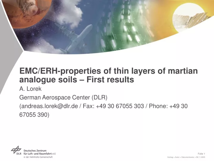 emc erh properties of thin layers of martian